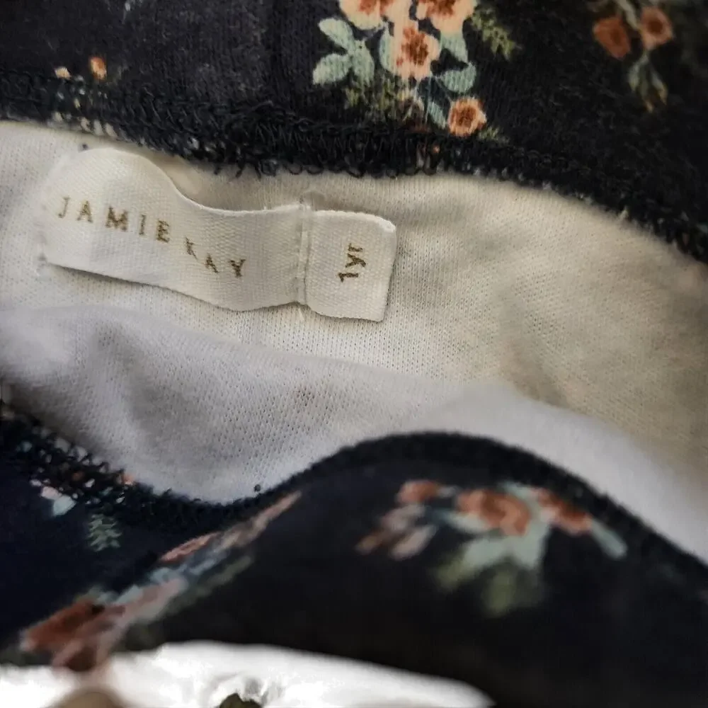 Jamie Kay Organic Footed Pants Size 1 year Floral Navy Blue Infants Fall/ Winter